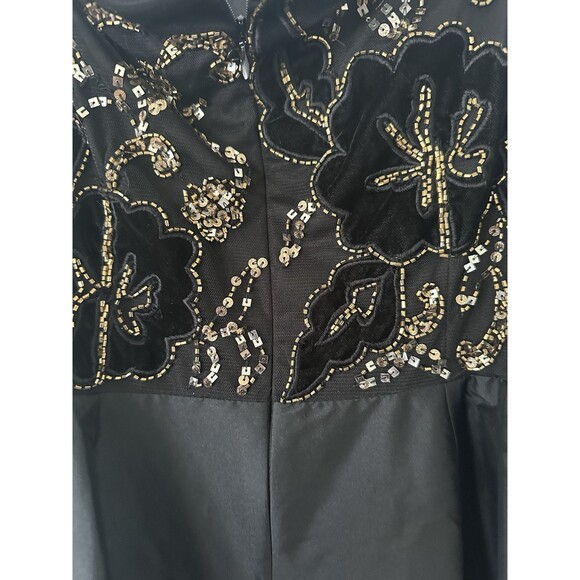 Adrianna Papell Women's Petite Beaded Taffeta-Skirt Gown Maxi Dress Black 6P - Picture 11 of 16